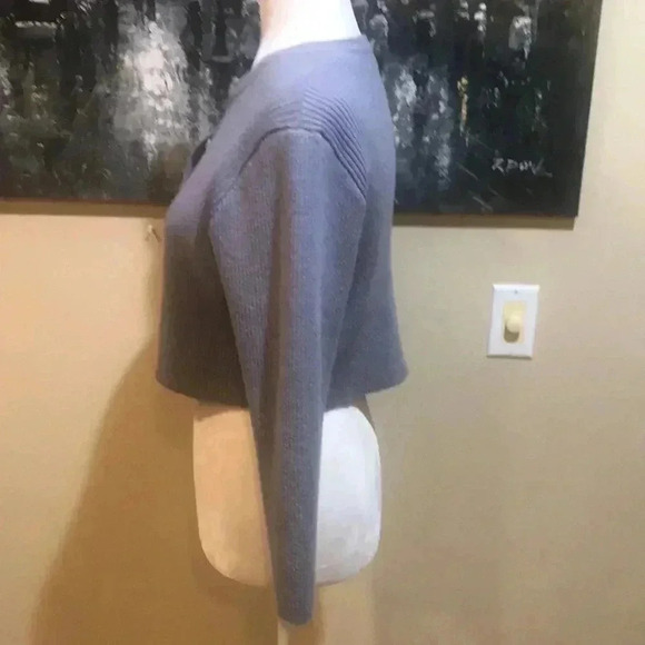 Lavender Button Front Cropped Ribbed Cardigan-M - Picture 2 of 7
